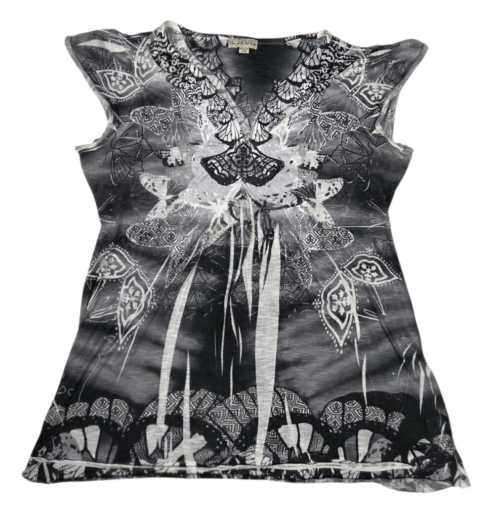Live And Let Live Y2K Top Butterfly Large V-Neck Whimsygoth Fairy Grunge Boho